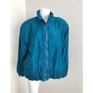 Oleg Cassini Silk Medium Wind Breaker Jacket teal